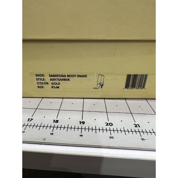 Michael Kors Gold Saratoga Boot Snake Skin Women's Sz. 8.5 Gold Chain Accent - Picture 9 of 13